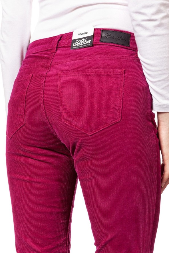 DAMSKIE SPODNIE SZTRUKSOWE WRANGLER SLIM CHERRY W28LEK18V 112128384