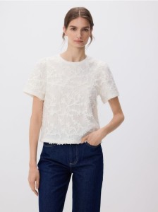 Bluzka z aplikacjami - złamana biel