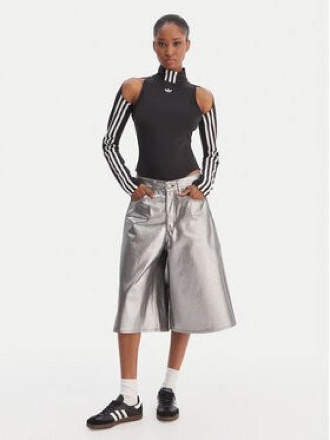 adidas Szorty jeansowe Firebird Jorts KD2930 Srebrny Regular Fit