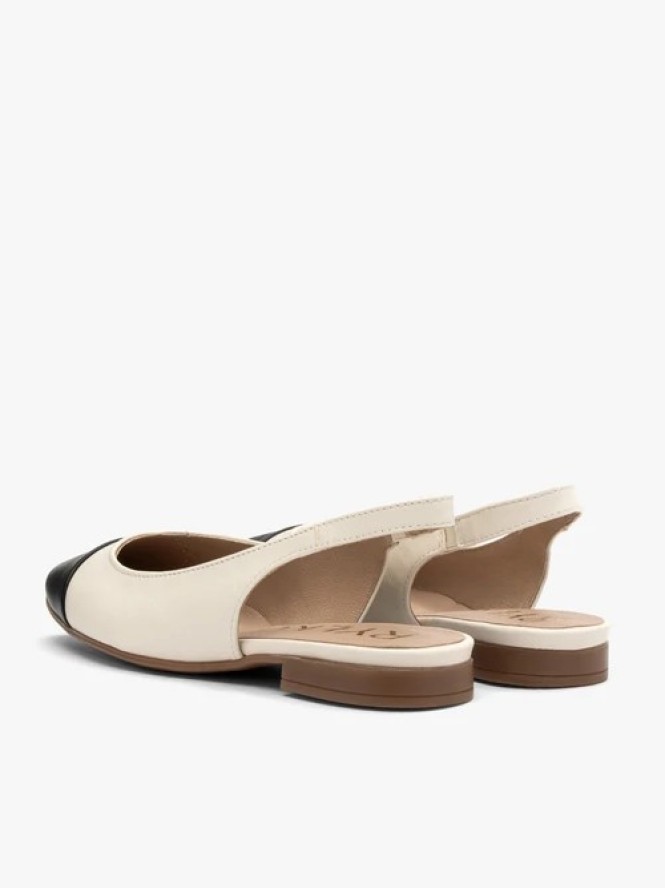 Kremowo czarne baleriny typu slingback