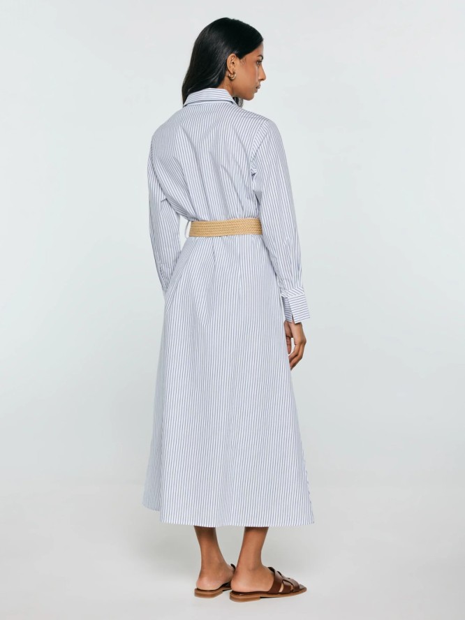 Sukienka damska midi koszulowa jasnoniebieska Merinsa 400