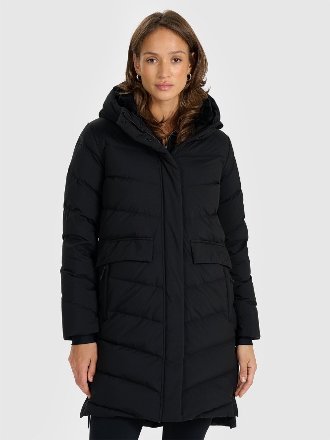 4F Płaszcz puchowy z wypełnieniem naturalnym damski - czarny XXL