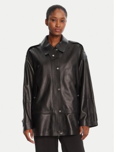 BOSS Kurtka skórzana Salaha 50544445 Czarny Relaxed Fit