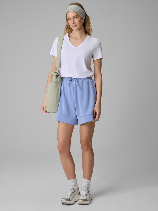 4F T-shirt regular gładki damski - biały S