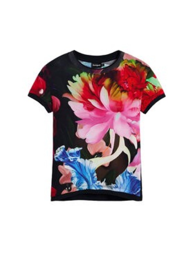 Desigual T-Shirt Multiflowers Lacroix 26SWTK49 Czarny Regular Fit