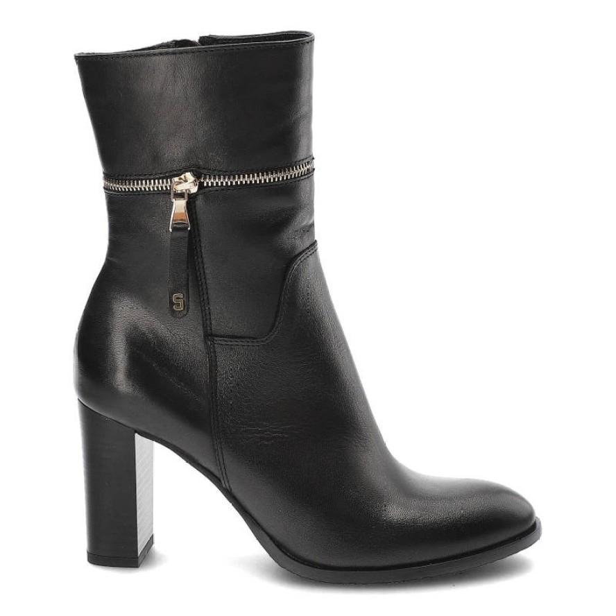 Czarne Eleganckie Botki Simen Na Obcasie