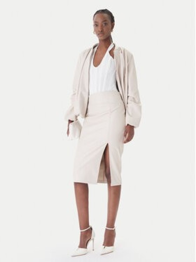 Rinascimento Spódnica z imitacji skóry CFC0127468003 Beżowy Slim Fit