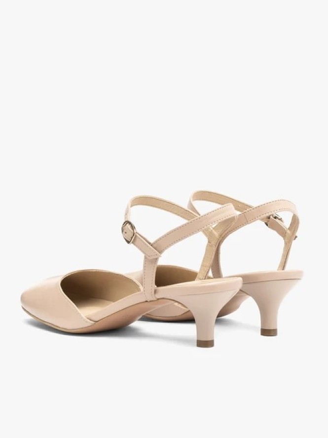 Beżowe czółenka bez pięty slingback