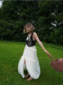 Pleciona torebka shopper - brudny róż