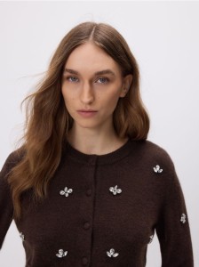 Kardigan z aplikacjami - brązowy