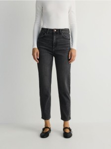 Jeansy mom fit - szary