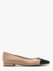 Beżowo-czarne baleriny na niskim obcasie