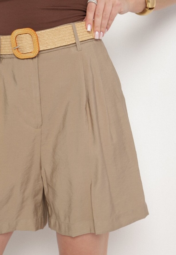 Beżowe Klasyczne Szorty z Wysokim Stanem Nitunea