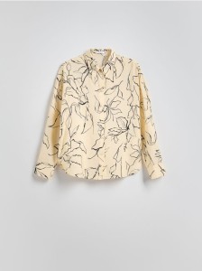 Wzorzysta koszula z wiskozy - beżowy