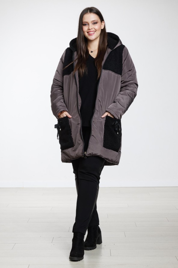 Brązowa kurtka Roksana XXL OVERSIZE JESIEŃ ZIMA