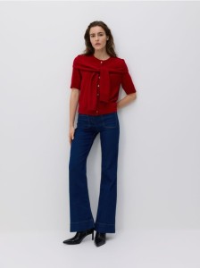 Kardigan z wełną - czerwony