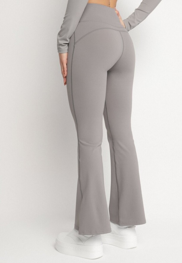 Ciemnoszare Legginsy o Kroju Dzwonów z Wysokim Stanem Koritea