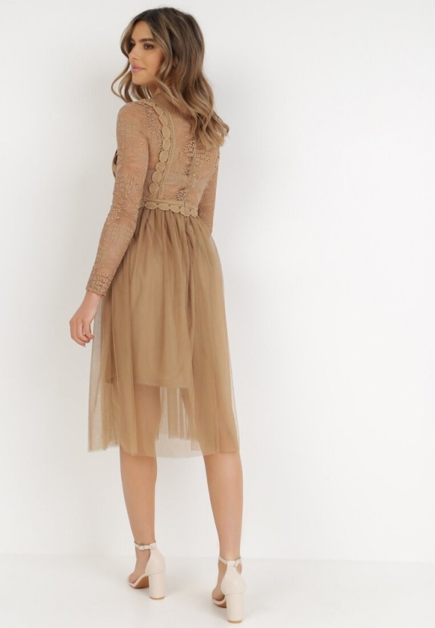 Ciemnobeżowa Sukienka Jynerris