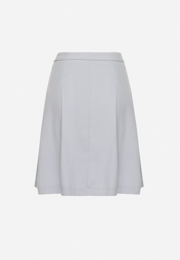 Niebieska Spódnica Kopertowa Plisowana Rozkloszowana Divisse