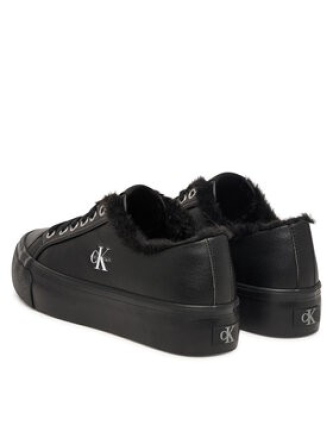 Calvin Klein Sneakersy Vulc Flatf Laceup Lth Fur HW0HW03235 Czarny