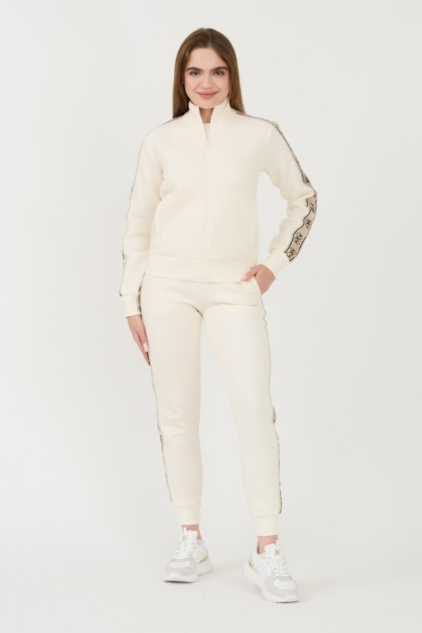 GUESS Beżowa damska bluza Britney Full Zip, Rozmiar XL