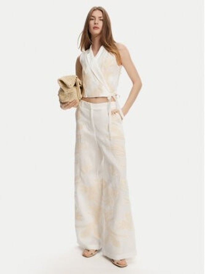 Marella Spodnie materiałowe Kadiak 2513131212 Biały Wide Leg