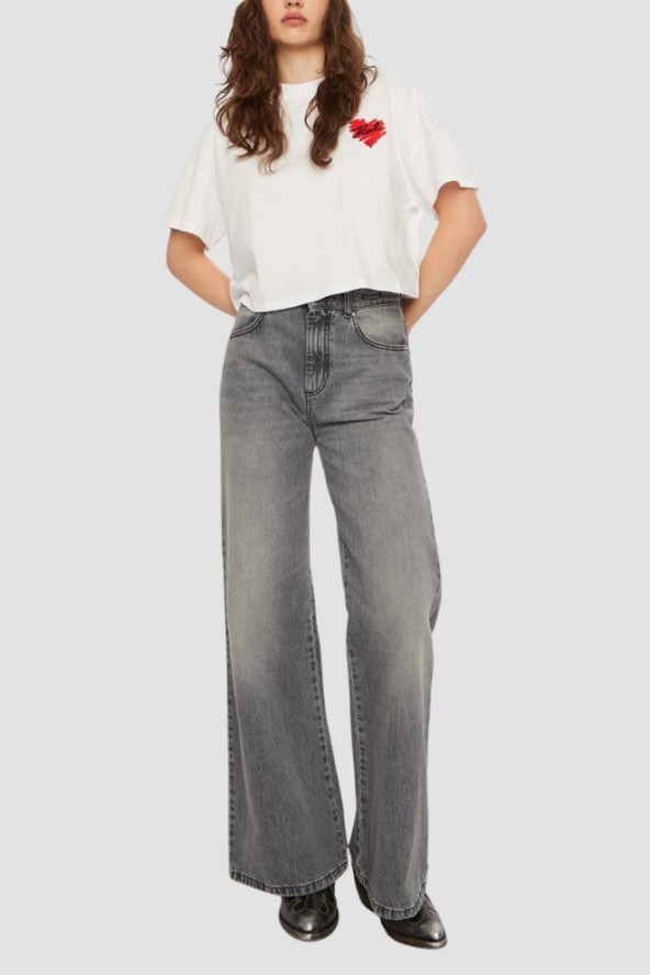 KARL LAGERFELD Biały damski top Hearts Cropped, Rozmiar S