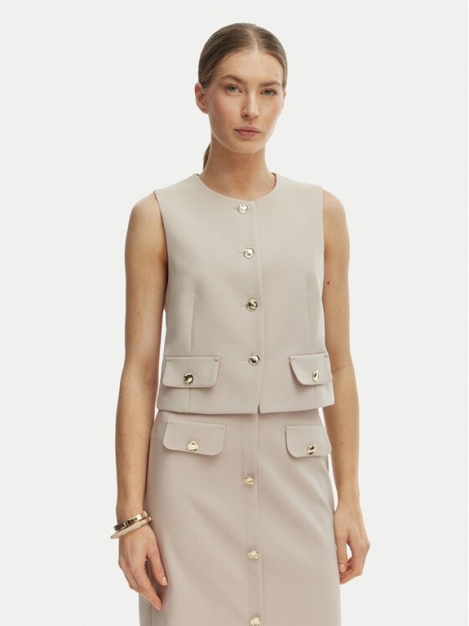 Rinascimento Kamizelka garniturowa CFC0128265003 Beżowy Slim Fit