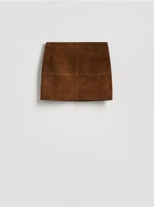 Zamszowa spódnica mini - brązowy