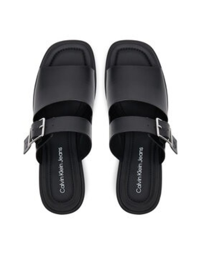 Calvin Klein Jeans Klapki Heel Square Mg Buckle Lth YW0YW01701 Czarny