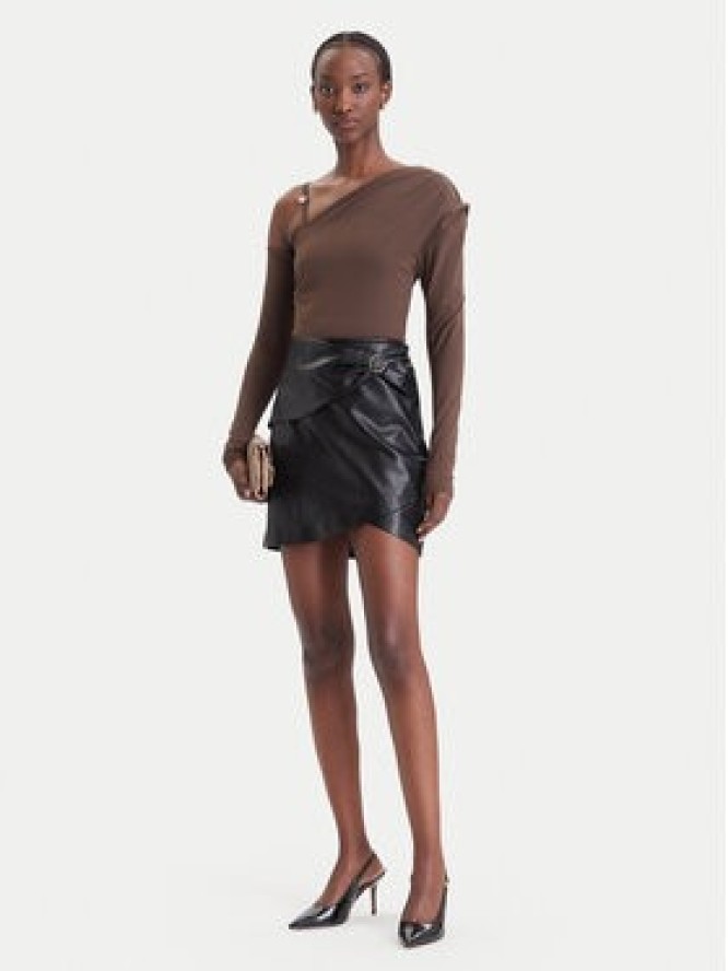 Guess Spódnica z imitacji skóry W6BD27 W4251 Czarny Slim Fit