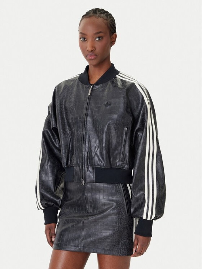adidas Kurtka z imitacji skóry Pleather KE5035 Czarny Oversize