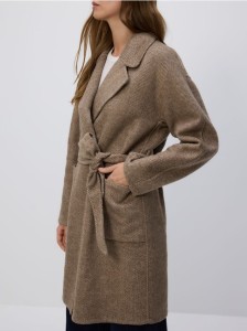 Płaszcz handmade z paskiem - brązowy