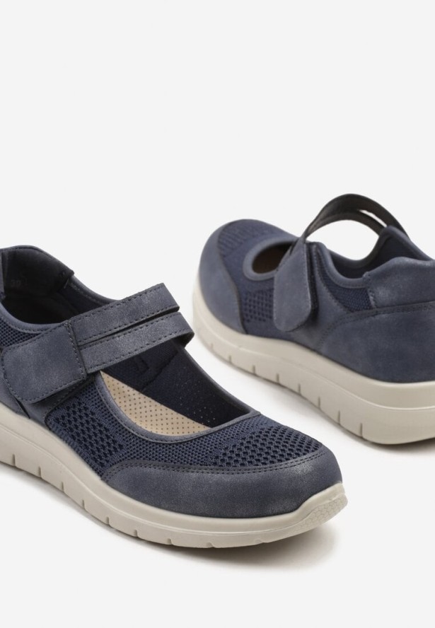 Niebieskie Półbuty z Siateczkowymi Wstawkami Sonovia