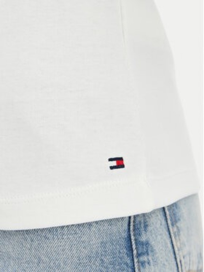 Tommy Hilfiger T-Shirt Gold Btn Cap WW0WW50942 Kremowy Slim Fit