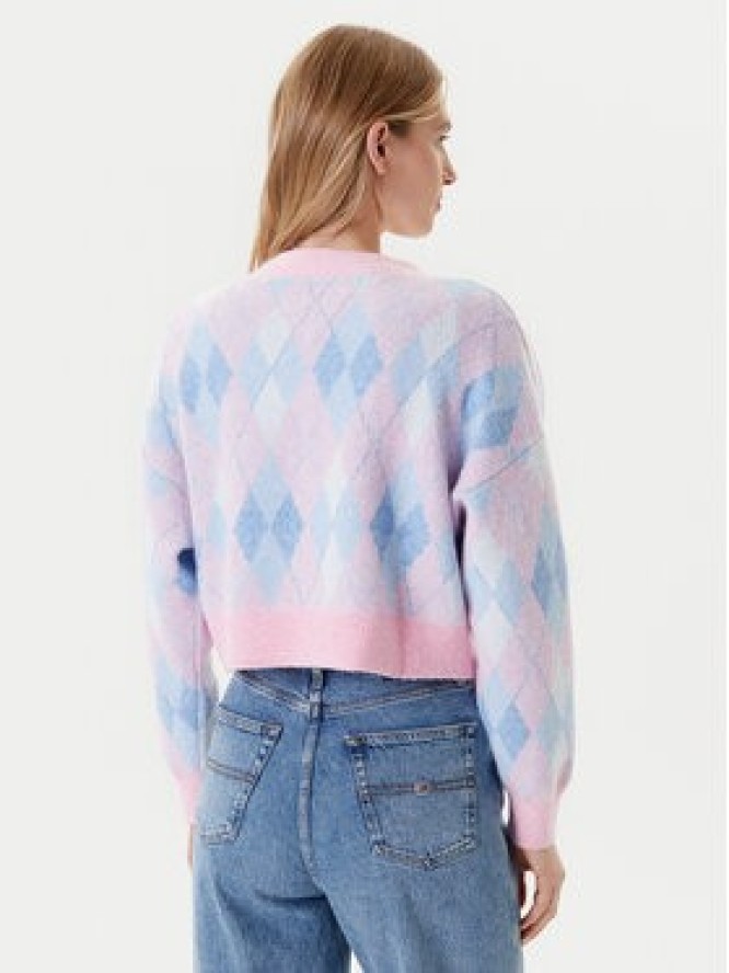 Tommy Jeans Kardigan Argyle DW0DW21180 Różowy Relaxed Fit