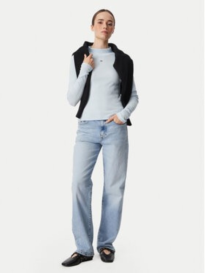 Tommy Jeans Bluzka Essential DW0DW19830 Niebieski jasny Slim Fit