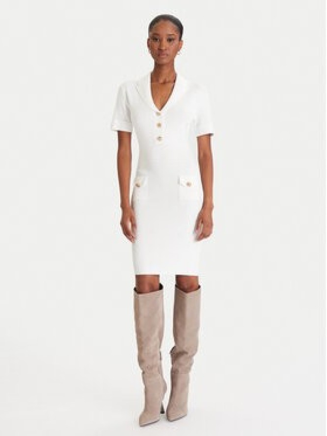 Guess Sukienka dzianinowa W5YK29 Z0130 Biały Slim Fit