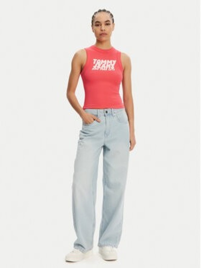 Tommy Jeans Top DW0DW21339 Różowy Slim Fit