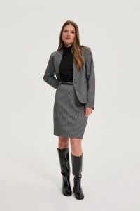 Spódnica w pepitkę szara