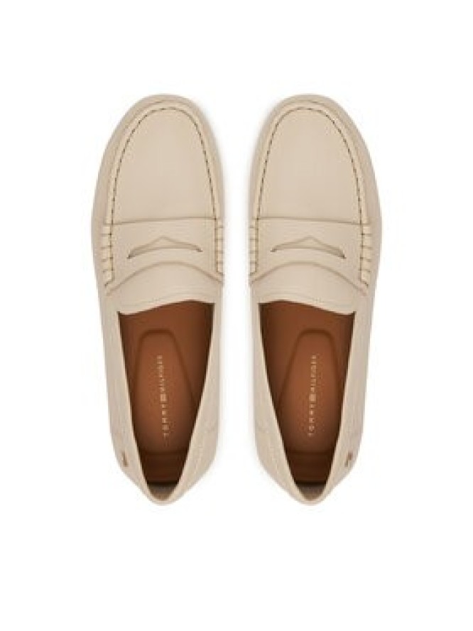 Tommy Hilfiger Mokasyny Flag Leather Driver Loafer FW0FW09350 Écru
