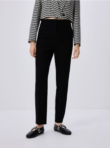 Spodnie cygaretki z wysokim stanem - czarny