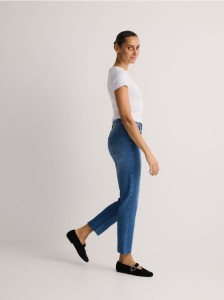 Jeansy mini flare - niebieski