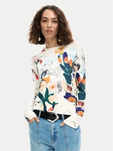 Desigual Sweter Nantes Lacroix 26SWJF35 Écru Regular Fit