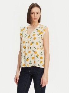 Pieces Bluzka Nya 17147804 Écru Regular Fit