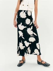 Wiskozowa spódnica midi w kwiaty - wielobarwny