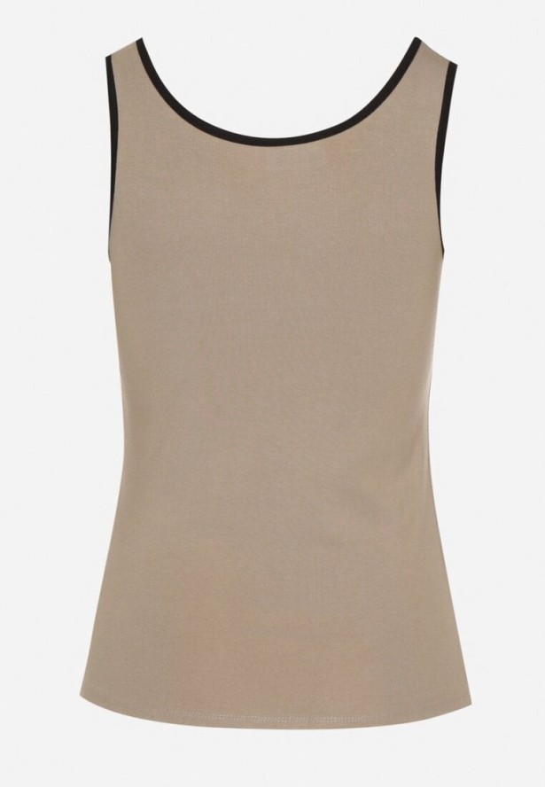 Ciemnozielony Wiskozowy Top Ozdobiony Nadrukiem Amovara