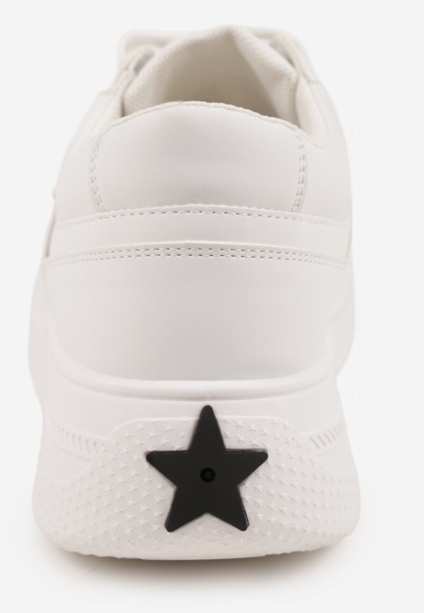 Białe Sneakersy VICES na Grubej Podeszwie z Trójkątną Aplikacją Meanata
