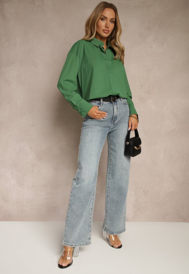 Zielona Koszula z Wiskozą w Klasycznym Stylu Lisarila