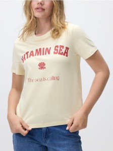 T-shirt z nadrukiem - kremowy